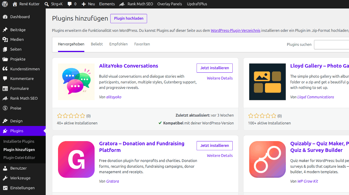 WordPress Plugin hinzufügen
